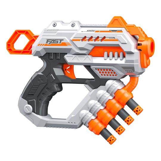 JUGUETE PISTOLA DE 12 DARDOS BLANCA CARGA EXTENDIDA