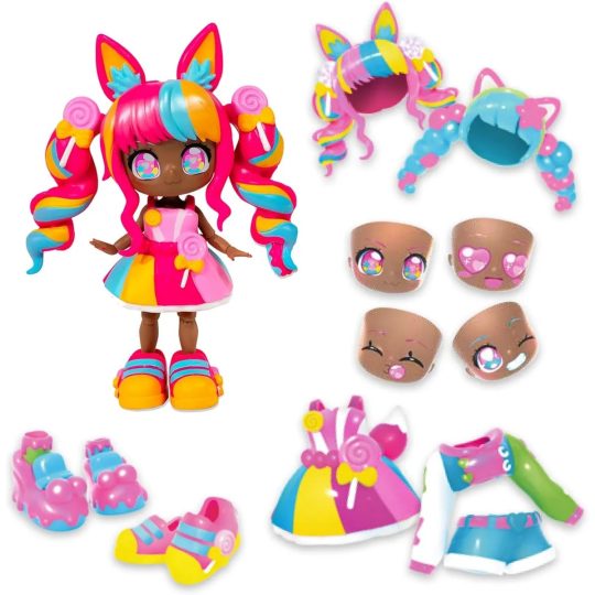 MUÑECA ANIMAKII SUPER KAWAII – SET DOBLE LOLLYPOP & BUBBLEGUM con10 Accesorios cambiables - XtremePlay Colombia