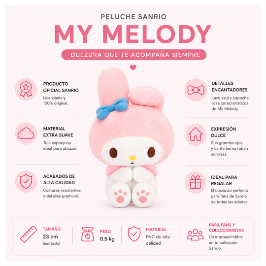 PELUCHE SANRIO D-MY MELODY - XtremePlay Colombia