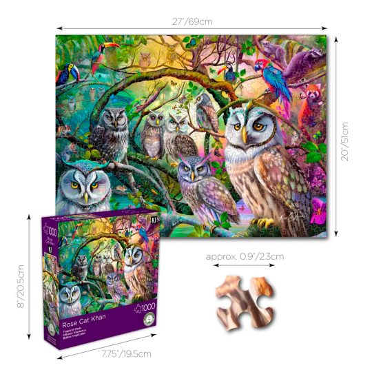 ROMPECABEZAS 1000 PCS ROSE CAT KHAN BUHOS TROPICALES - XtremePlay Colombia