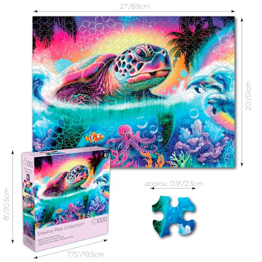 ROMPECABEZAS 1000 PCS SHEENA PIKE VIBRAS NEON: TORTUGA MARINA - XtremePlay Colombia